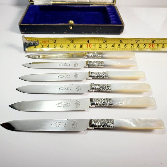 Antique Mother-of-Pearl Fruit/Dessert Knives – Set of 6 -c.1905–1925, Sheffield - Picture 4 of 9
